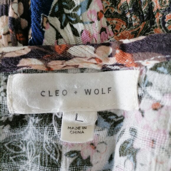 Cleo + Wolf Womens Multicolor Tasseled Patchwork Boho Peasant Blouse Top Size L - Picture 5 of 8